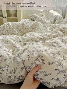 2/3pcs Duvet Cover Set, Tree Branch & Leaf Print Duvet Cover, Soft & Fine Polyester Duvet Cover Set, Reversible Duvet Cover, Black Floral Print Duvet Cover Set, Luxurious Nordic Style Duvet Cover Set, Suitable For All Seasons (Includes 1 Duvet Cover, 1/2 Pillowcases, No Filler)