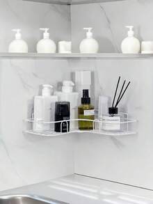 Rust-Proof Stainless Steel Corner Shower Caddy, Includes Double Hook Adhesive Strips, Multi-Tier Wall Mounted Bathroom Organizer For Shampoo, Conditioner And Cosmetics, Space-Saving Design, Durable Black Finish, Suitable For Modern Bathrooms, Shower Shelf