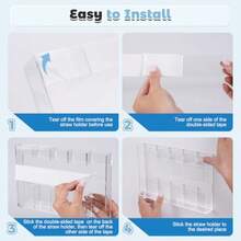 SETCADE Soporte para pajitas de acrílico para puerta de gabinete dispensador de pajitas transparente con 3 unidades de cinta de doble cara reutilizable organizador autoadhesivo para contenedores de - Por supuesto - Ver 6