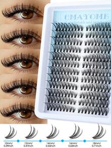 216/192 szt. puszystych, pojedynczych rzęs w kształcie litery D, kocie oko, do łączenia na lewą i prawą stronę, pojedyncze rzęsy 80/100D DIY, bardzo grube, naturalne, trwałe, ultralekkie, ultramiękkie, wielokrotnego użytku, zestaw do przedłużania rzęs, klej i uszczelniacz, pęseta do rzęs, szczoteczka do rzęs, odpowiednie dla początkujących, do użytku domowego, na co dzień, na imprezy, w podróży i na festiwale muzyczne