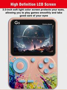 1pc Handheld Game Console Mini Nostalgic Old-Fashioned Rechargeable Cube With 500 Built-In Classic Games Adult Teenager Dormitory Leisure Decompression Toys 3-Inch Color Screen Support Connection To TV Double-Player Retro Colorful Color Matching Birthday Holiday Gift For Men Husband And Boyfriend