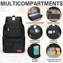 SDYSM Mochilas para Mujer Hombre con Lonchera Mochila para Laptop 15.6 Pulgadas Mochila Impermeable para Viaje Trabajo Picnic - GRIS - Ver 3