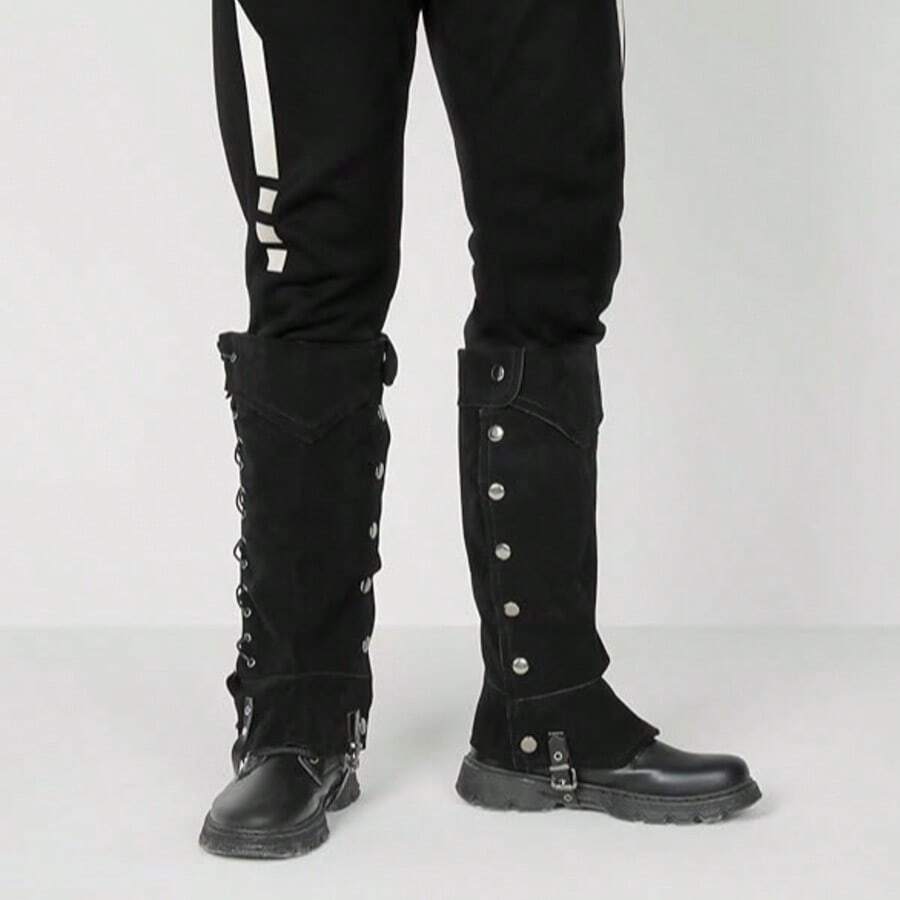 Slim Fit Steampunk Style Pirate Boot Covers - Brown - View 1