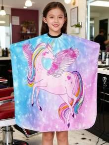1 件可调节独角兽和恐龙理发披肩 - 涤纶，适合女孩和男孩 - 彩色 - 查看 2