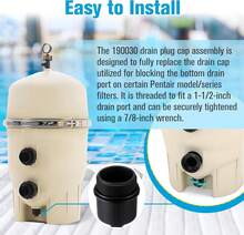 Dreyoo 1 Pack Filter Drain Plug With O-Ring, Raw Tape Compatible With Pentair 190030 Clean &Amp; Clear Plus, FNS Plus, And Quad D. E. Cartridge Pool And Spa Filters, Drain Cap Replacemen - 黑色 - 查看 5