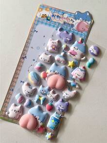 3D Cute Butt Squeeze Soft Stickers, Animal Designs Like Rabbit & Bear, Craft Decor For Kids, Phone Case Stickers - Multicolor - View 13