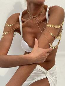 1 件时尚个性化吊坠，随机数量流苏链，百搭街头风格朋克肩带，甜美酷炫身体链设计配饰 - 多色 - 查看 7