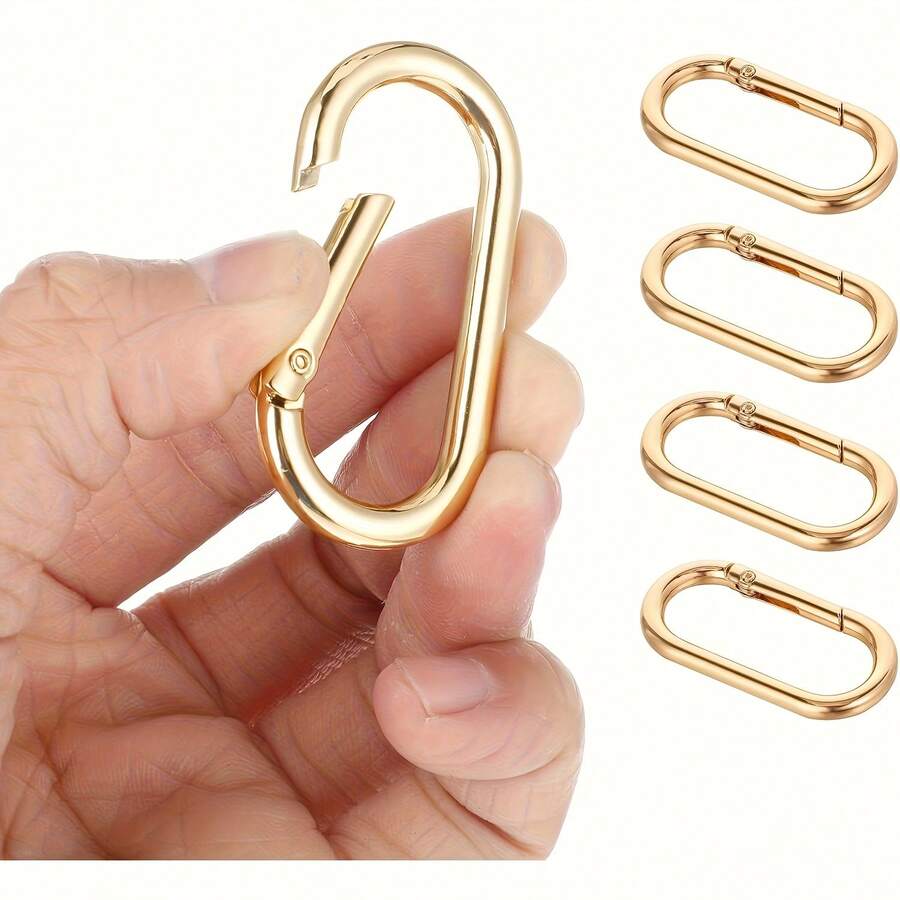 5pcs Large Keychains, Gold Connecting Metal Rings, Wallet Strap Extender, Suitable For Outdoor Use, Backpack Shoulder Strap Connection, Pet Tags - Vàng - Xem 1