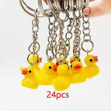 24 Pcs Plastic Mixed Color Duck Keychains Tiny Ducks Keychains Duck Party Favors Backpack Decor