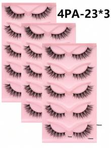 3 cutii (15 perechi) de gene false tip ochi de pisică, design 3D înaripat, naturale și pufoase, potrivite pentru purtare zilnică, întâlniri și călătorii