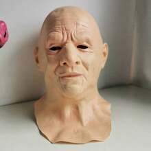 2pcs/Set Sinister Old Man Latex Mask, Bald Head Character Cosplay Prop, Fits Most - Beige - View 13
