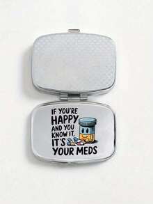 Cute Medicine Bottle Letter Series Pattern Two Room Portable Pill Storage Room, Cute Mini Metal Storage Box, Portable Pill Box For The Start Of School Season, Personalized Creative Gift With Cartoon Logo