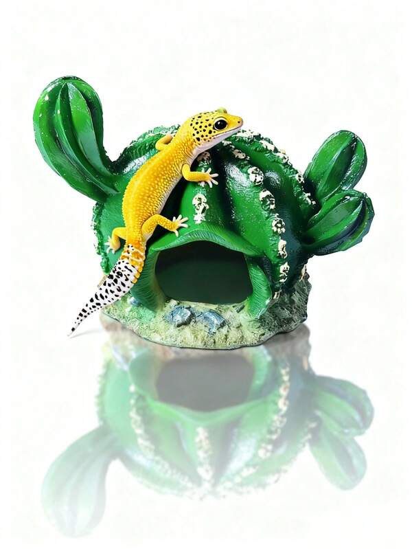 1pc Cactus-Shaped Fish Tank Hiding House, Reptile Shelter, Suitable For Fish Tank Decoration, Aquascaping, Geckos, Scorpions, Lizards, Spiders