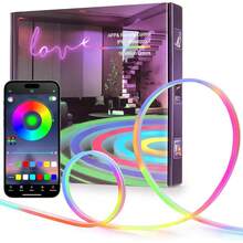 widicoko Tira LED Neon RGB Bluetooth 15M 1080LED, RGB Luces Led para Cuarto Flexibles 24V, Impermeable IP67, Control Inteligente APP, Sincronización de Música, Adecuado TV, Salón, Dormitorio - 30-A - Ver 1