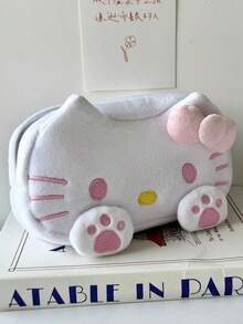 Sanrio 1 PC Sanrio Plush Pen Bag Cartoon Cute Storage Large Capacity High Beauty Hello Kitty Stationery Box Storage Bag Student