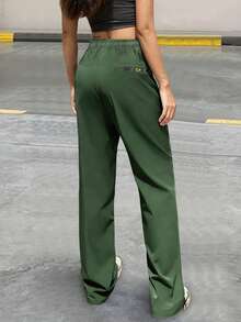 Women'S Fashionable Casual Lightweight Sports Pants, Drawstring Waist Design With Multiple Zipper Pockets, Gradient Zipper, Solid Color Minimalist, Suitable For Outdoor Sports, Daily Wear And More Tights