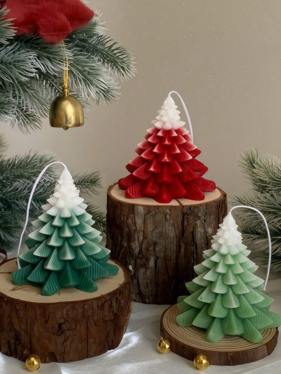 1 pièce Bougies parfumées en forme d'arbre de Noël, bougie d'aromathérapie en cire de soja faite à la main, pour la décoration de Noël, la décoration d'intérieur hivernale, les cadeaux de Noël, la décoration festive de la maison, le cadeau de bougie de Noël, les cadeaux pour la meilleure amie, le cadeau pour femme, le cadeau d'hiver, les décorations de Noël, les cadeaux de Noël