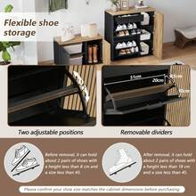 Wardrobe Set, Cabinet, Dresser, Mirror, 2 Shoe Racks, Without Decoration, Mirrored Wardrobe Panel, Coat Rack And 4 Hooks, Shoe Rack With Shoe Bench, Hallway With Storage Partition Wall - 天然+刨花板 - 查看 6