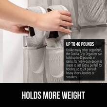 Breathable Mesh Large 24 Pocket Shoe Organizer, Holds to 40 Pounds, Sturdy Hooks, Space Saving, Over Door, Storage Rack Hangs on Closets Shoes, Sneakers or Home Accessories, Linen - Paquete de 1 + Lino - Ver 4