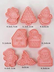 8件套圣诞饼干模具，驯鹿图案饼干印章，雪花烘焙工具，浮雕饼干模具