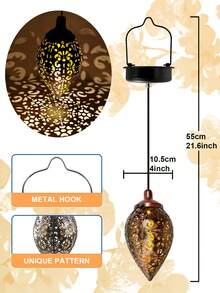 1 件太阳能铁质水滴灯 - 耐用防水，以美观的夜晚氛围照亮您的花园 - 节能户外照明