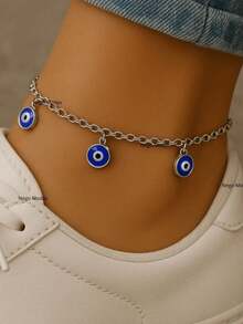 Tornozeleira Estrela Mar Pontos Luz Pedrinhas Zirconia Olho