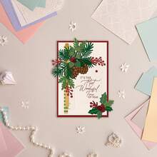 1PC Christmas Pinecone Silver-Gray Metal Die-Cut Mold Suitable For Scrapbooking Decorations, DIY Scrapbook Paper Crafts, Embossing Techniques, Handmade Projects, Greeting Card Creation, And Greeting Card Production. - Silver Gray - View 8