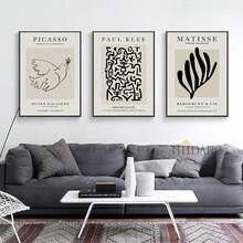 Ensemble de 3 affiches classiques art déco - Impressions artistiques à thème géométrique abstrait de l'espace par Henri Matisse, Picasso et Paul Klee - Peintures sur canevas sans cadre pour la décoration de la cuisine, du bureau à domicile, du salon et de la chambre à coucher