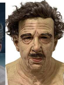 2pcs/Set Sinister Old Man Latex Mask, Bald Head Character Cosplay Prop, Fits Most - Beige - View 15