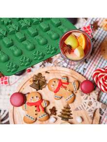 1 pacote com 30 moldes de silicone para Natal, molde de doces em formato de boneco de gengibre, ferramenta para assar bolos para festa de Natal, chocolate de Natal faça você mesmo, doces, gelatina (cor e estilo aleatórios)