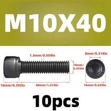 10件/20件/25件 M3/M4/M5/M6/M8/M10 15-60mm 长度 12.9级圆柱头内六角螺钉，高强度内六角螺钉 - 黑色 - 查看 16