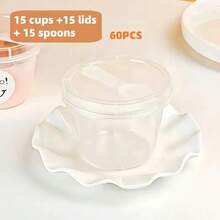 20pcs Transparent Party Cups With Lids And Spoons - Heavy Duty Polypropylene (PP) Square And Round Dessert Bowls, Suitable For Birthday, Christmas, Easter, Thanksgiving, Mother's Day - Leak-Proof, Dishwasher - Ideal For Ice Cubes, Cakes, Yogurt, Fruit Parfaits - Perfect For Parties, Picnics, Everyday Use - Multiple Colors Available (Green, Orange, Red, White, Brown, Blue, Pink, Yellow, Black), Mini Dessert Cups With Lids, Disposable Dessert Cups, Dessert Cups With Spoons - Transparent - View 8