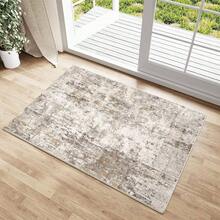 Alfombra Lavable de 90x 150, Color Beige y Gris, Moderna, Abstracta, para saln, Dormitorio, Antideslizante, Pelo Corto, Alfombra Suave para saln, Comedor, Oficina - Marrón/Gris + 2'11" x 1'11" (Rectangular) - Ver 2