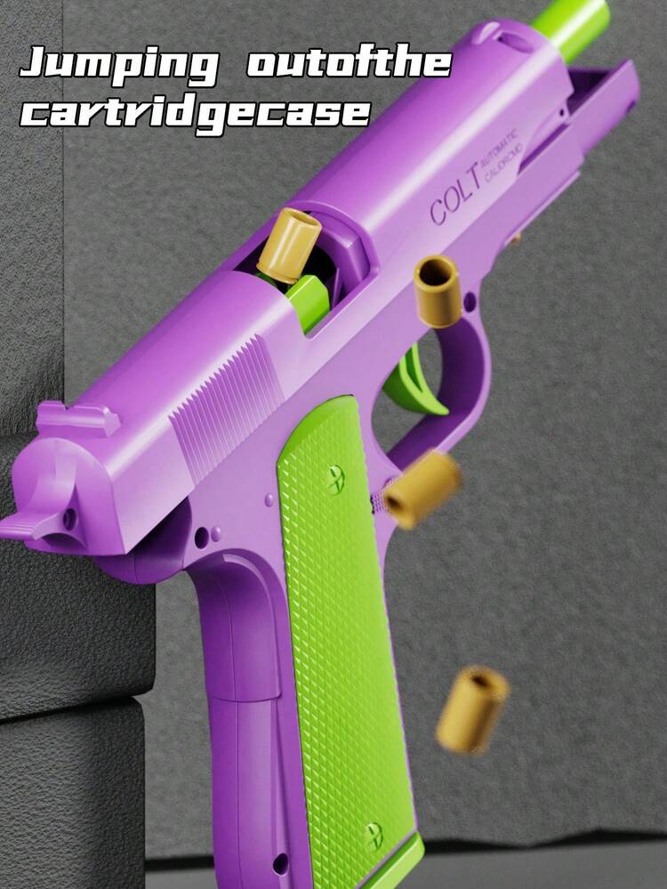 Pistola de juguete de bala suave 1911, morado y verde, con retroceso, pistola simulada de disparos, arma de utilería, favor de fiesta, adecuada como regalo para niños, color aleatorio - Multicolor - Añade 5
