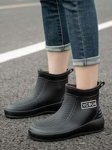 Fesd Ts Women's Short Rain Boots, Fashion Adult Waterproof Rubber Boots For Kitchen Work, Non-Slip Thick Sole, Outdoor Washing Car, Fishing, Rainy Day, Beach, Sports, Outdoor, PVC Household Rain Shoes, All Season