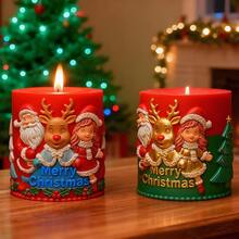 1 pieza Molde de vela en forma de cilindro con diseño de árbol de Navidad y Papá Noel, para hacer velas, jabones, decoraciones de fiesta y regalos manuales creativos