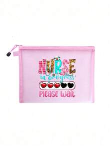 Mesh Nylon Nurse Theme Cosmetic Bag, With Nurse Pattern, Medicine Bag, Pill Bag,Portable Multi-Purpose Cosmetic Bag, Female Cosmetic Bag Travel Toilet Sorting Bag, Gifts For Doctors And Nurses Returning To School, Cosmetic Bag, Skin Care Bag, Washing Bag, The Best Gift For Medical Staff, Travel Essentials, Dormitory Essentials, And Home Essential Storage Bag,Mother'S Day Gifts, Gifts For Friends,Nurse Gift
