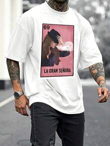 Camiseta gráfica elegante para hombre, estampado artístico vintage único, moda informal de verano, mezcla de algodón suave, uso diario cómodo, estilo callejero moderno, diseño genial, regalo perfecto para él, tela transpirable, impresión de alta calidad. - Blanco - Ver 2