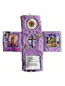 1Pc Meticulously Crafted Pocket Prayer Book, Faith Version, Catholic Travel Prayer Kit, Featuring A Cross, Images, And Spanish Prayers | Artisan Christian Gift For Daily Worship