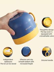 带盖隔夜燕麦容器和可重复使用的塑料勺子，600ml 便携式早餐杯，食品罐密封食品储存杯，旅行早餐容器水果和燕麦片早餐杯，粉色绿色白色蓝色，办公室早餐杯，工作餐准备学校午餐容器大学早餐罐旅行食品罐户外食品储存杯家庭早餐杯健身爱好者户外探险者家庭主妇防漏设计紧凑轻便 - 彩色 - 查看 3