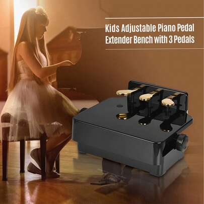 Banco extensor de pedal de piano, pedal de pie de piano ajustable en altura, diseño con 3 pedales, negro