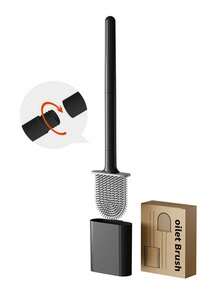 1个软橡胶马桶刷，浴室清洁刷，缝隙清洁刷，可拆卸手柄，节省空间，壁挂式