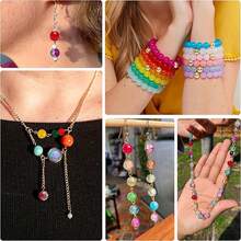 100 piezas/200 piezas Cuentas redondas de resina de unicolor AB de 8 mm en colores mixtos, accesorios de joyería hechos a mano DIY para pulseras, collares, aretes, jarrones, relleno de botellas de deseos