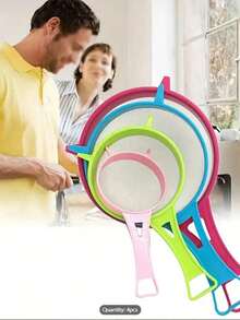 4pcs Versatile Fine Mesh Strainer Set With Comfort-Grip Handles - Ideal For Sifting Tea, Straining Juice & Flour, Soy Milk Filtration - Essential Kitchen Accessories For Daily Cooking & Baking Tasks,Kitchen Strainer Set With Fine Mesh, Essential Kitchen Tools & Kitchen Accessories, A Must-Have Kitchen Tools Gift For Home Chefs, Space-Saving Storage For Kitchen Organizers,Christmas Kitchen Gifts Idea - Multicolor - View 7