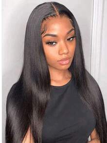 Eulisi 直发蕾丝前部假发 人发预拔 180% 密度 13x4 前部假发 人发 26 英寸高清透明蕾丝假发 10A 巴西处女人发假发 适合女性 带婴儿头发 自然发际线 - 黑色 - 查看 21