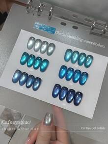 XEIJAYI 6支/套 15ml 蓝色系列猫眼凝胶指甲油套装，半永久美甲沙龙 UV LED DIY 美甲凝胶 - 彩色 - 查看 2