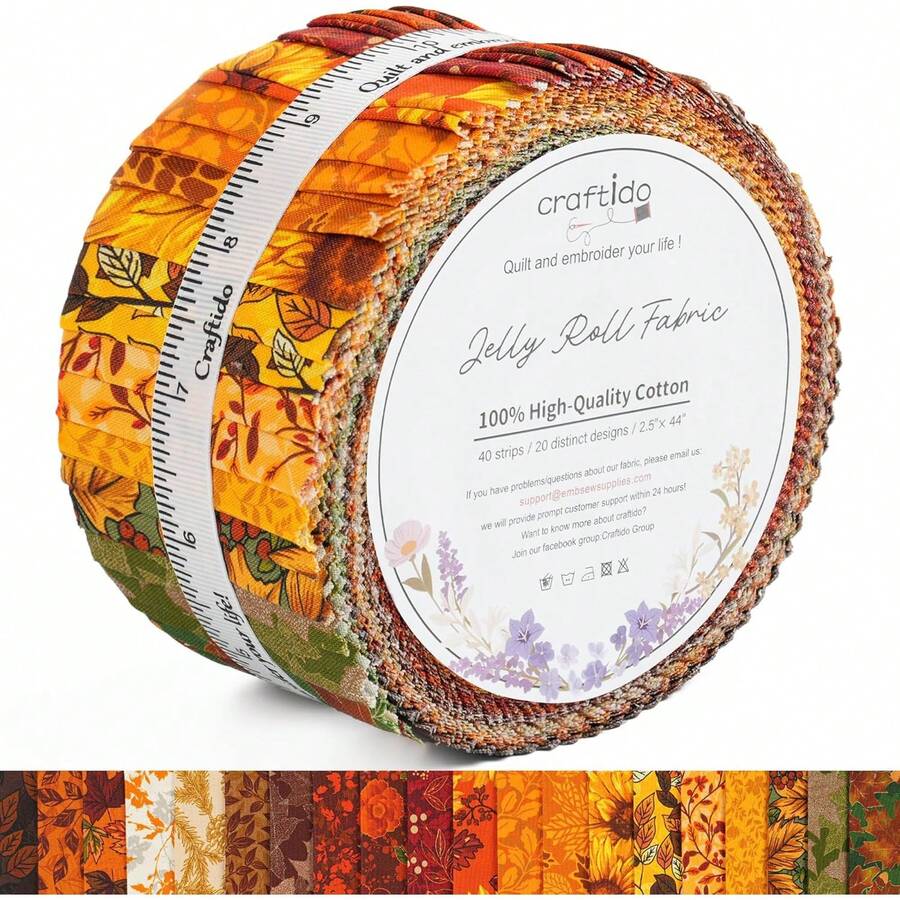 Craftido-18 Options-100% Cotton Jelly Roll Fabric Precut Strips For ...