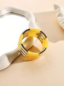 1pc Fashionable 3-Layer Wide Elastic Bracelet, Colorful Resin Beaded Bracelet, Acrylic Jewelry Gift For Women, Girls, Friends, Suitable For Daily Wear, Party, Travel - Multicolor - View 14