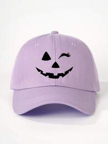 1pc Halloween Pumpkin Expression Printed Adjustable Baseball Cap, Outdoor Sun Ion Casual Hat Suitable For Boys And Girls, Spring/Autumn, Travel, Beach, Halloween Costume For Kids