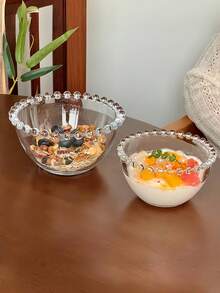 1 Stück kreative Glasschale mit Perlrand, Dessert-/Eis-/Salat-/Soßen-/Getreide-/Joghurtschale für den Hausgebrauch - Verschiedenfarbig - Übersicht 9